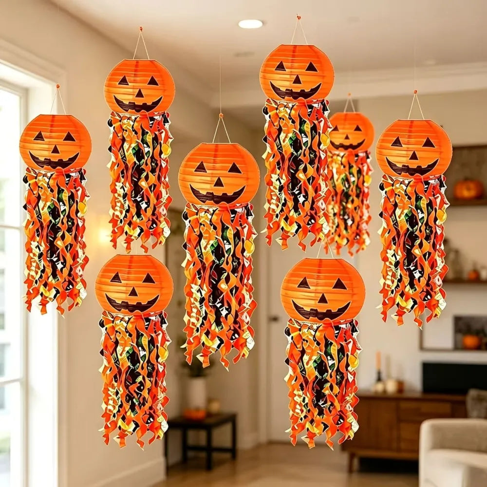2pcs Halloween Rainbow Pumpkin Lantern Store Hanging Decorative Light（25 * 23CM）