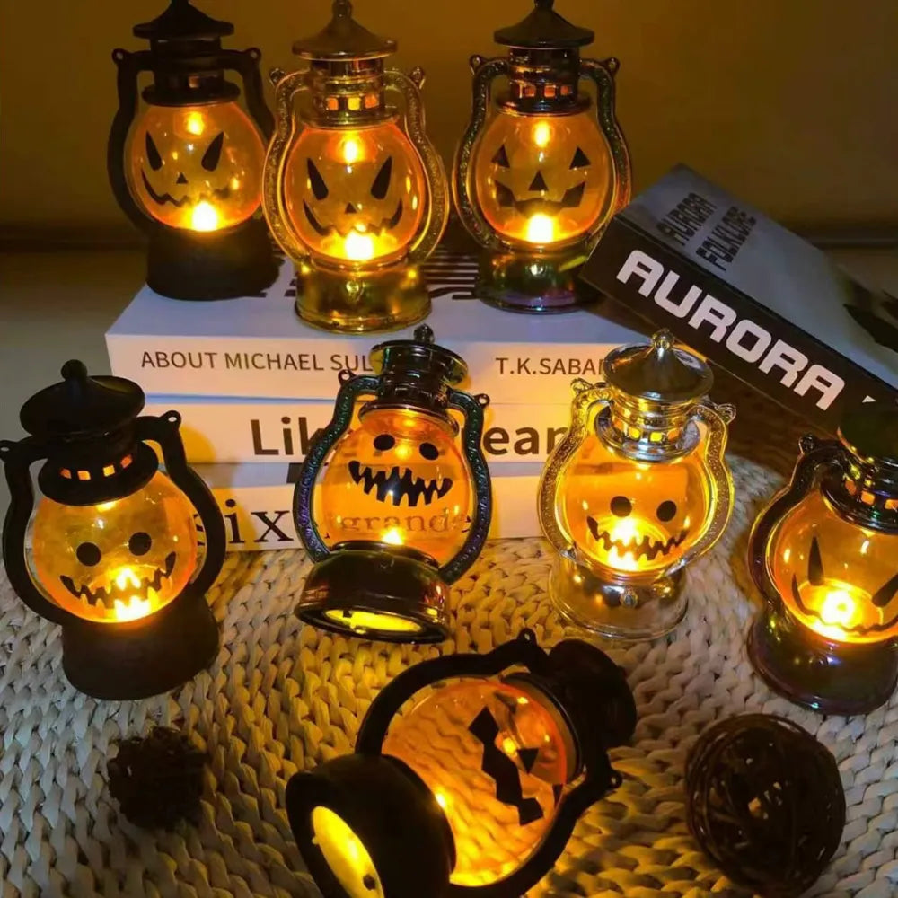 Halloween Pumpkin Lantern Ornaments Portable Night Lights （7.5*7.5*12.5cm）