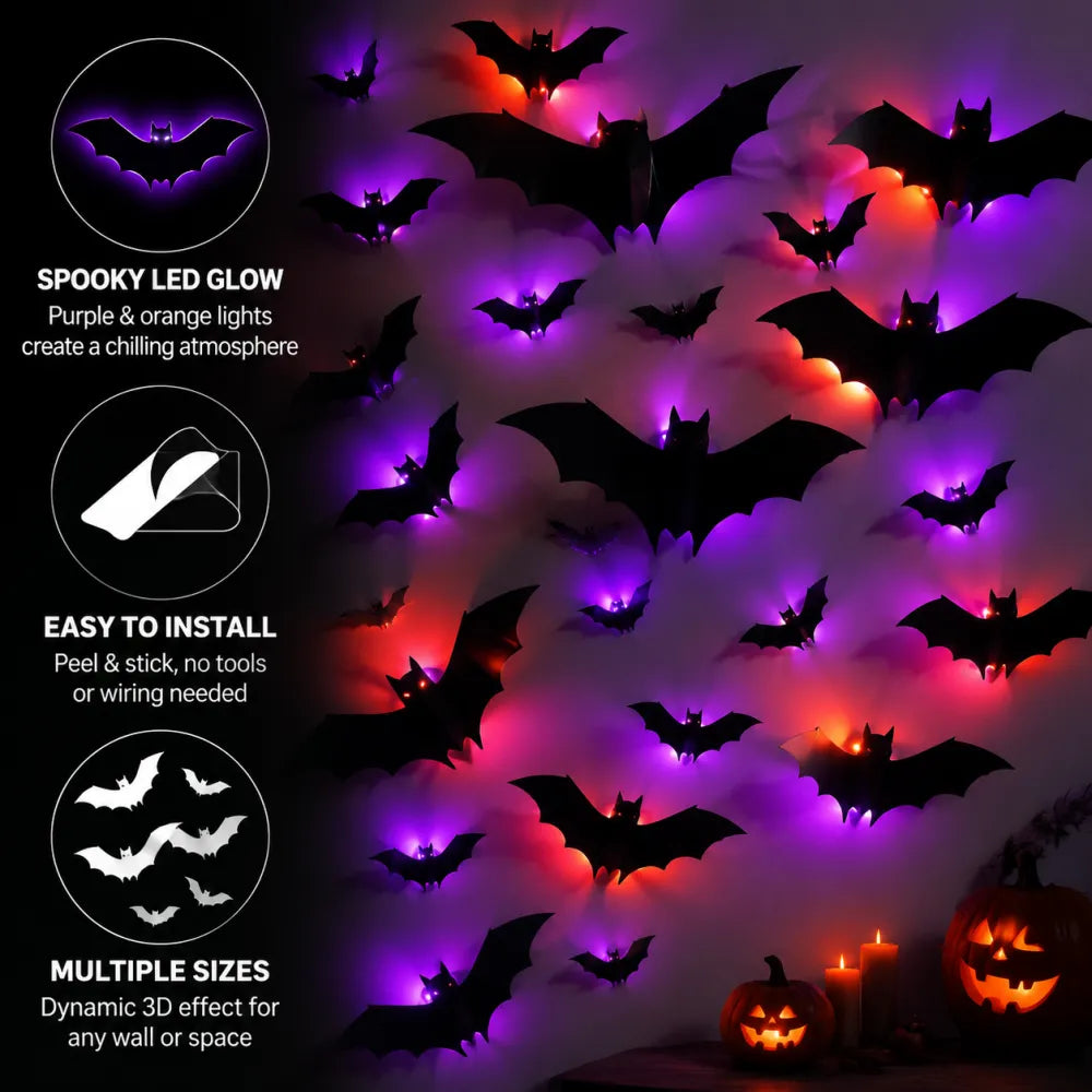 Halloween Led Glowing Bat, Party Decorations Wall Decorations