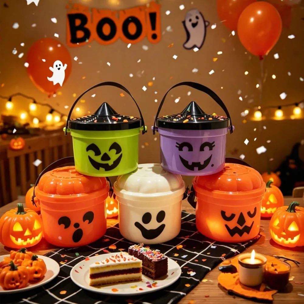 2pcs Halloween Pumpkin Mini Buckets Candy Party Decor