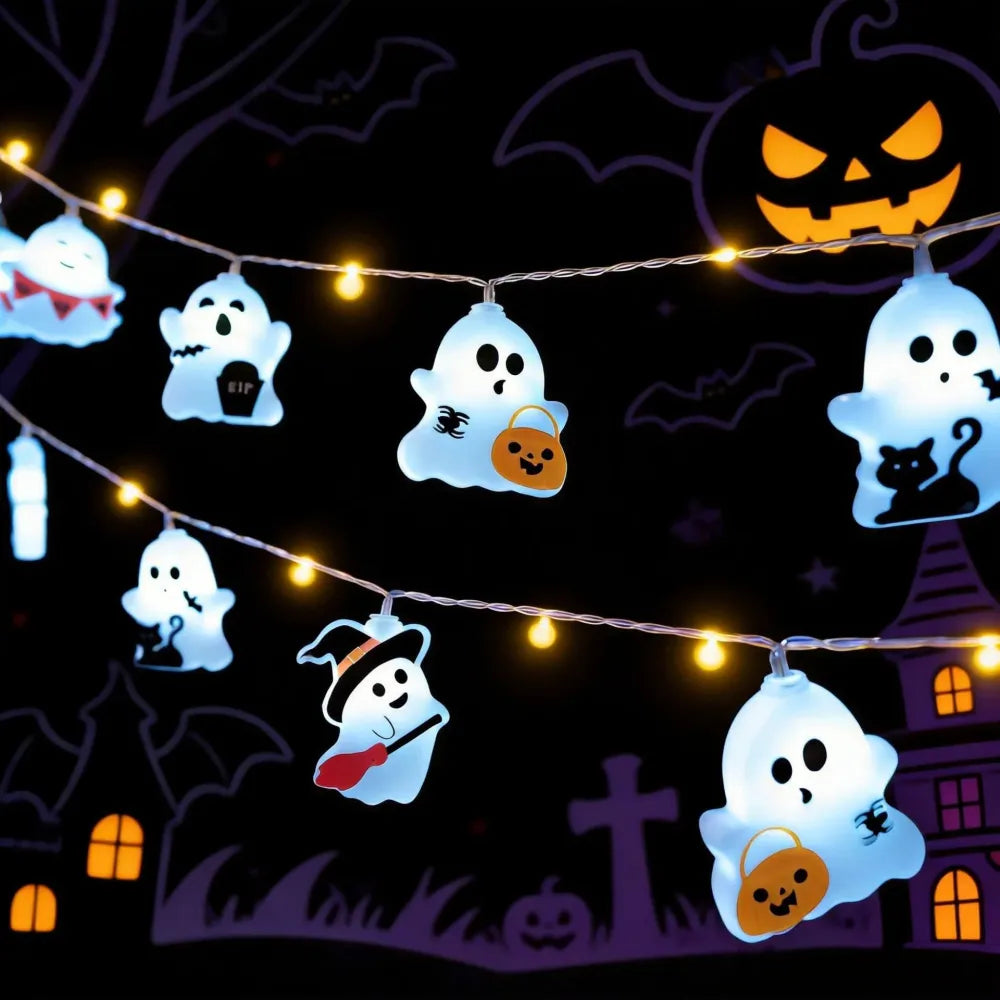 Halloween Led String Lights, Cute Ghost Lights, Decorative String Lights