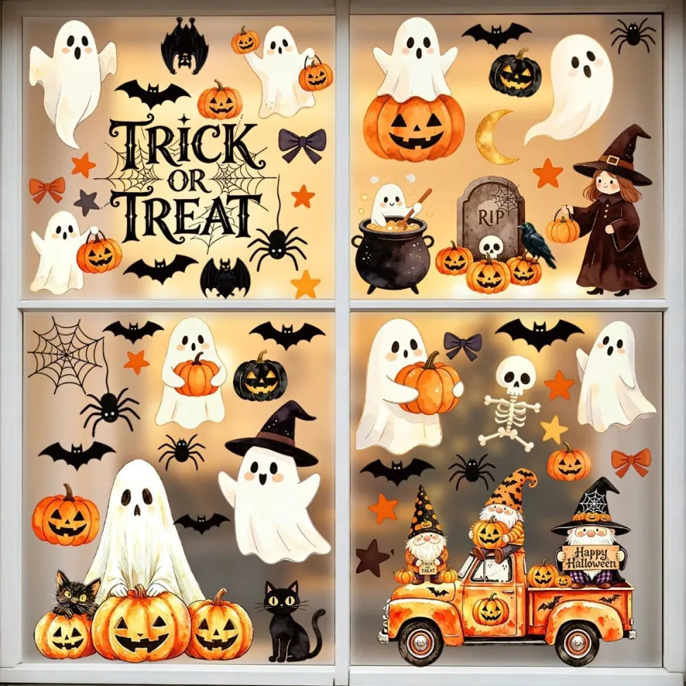 12Pcs Halloween Pumpkin Ghost Static Window Sticker Party Decoration（20 * 30CM）