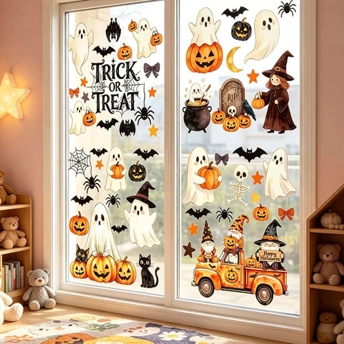 12Pcs Halloween Pumpkin Ghost Static Window Sticker Party Decoration（20 * 30CM）