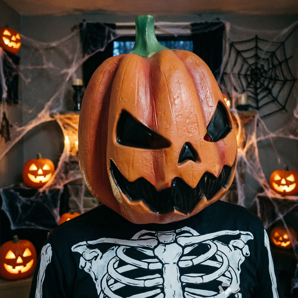 Halloween Pumpkin Mask | Latex Demon Face Mask for Party