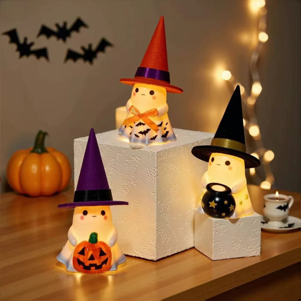 Halloween Cute Little Ghost Glowing Resin Ornament Decoration