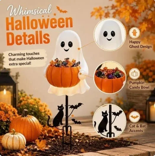 Halloween Ghost Candy Holder Garden Stake