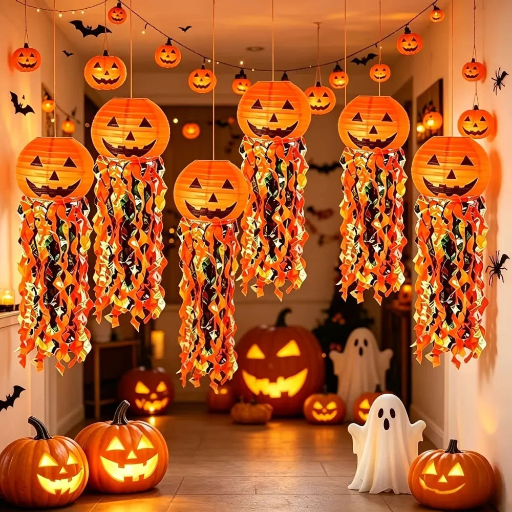 2pcs Halloween Rainbow Pumpkin Lantern Store Hanging Decorative Light（25 * 23CM）