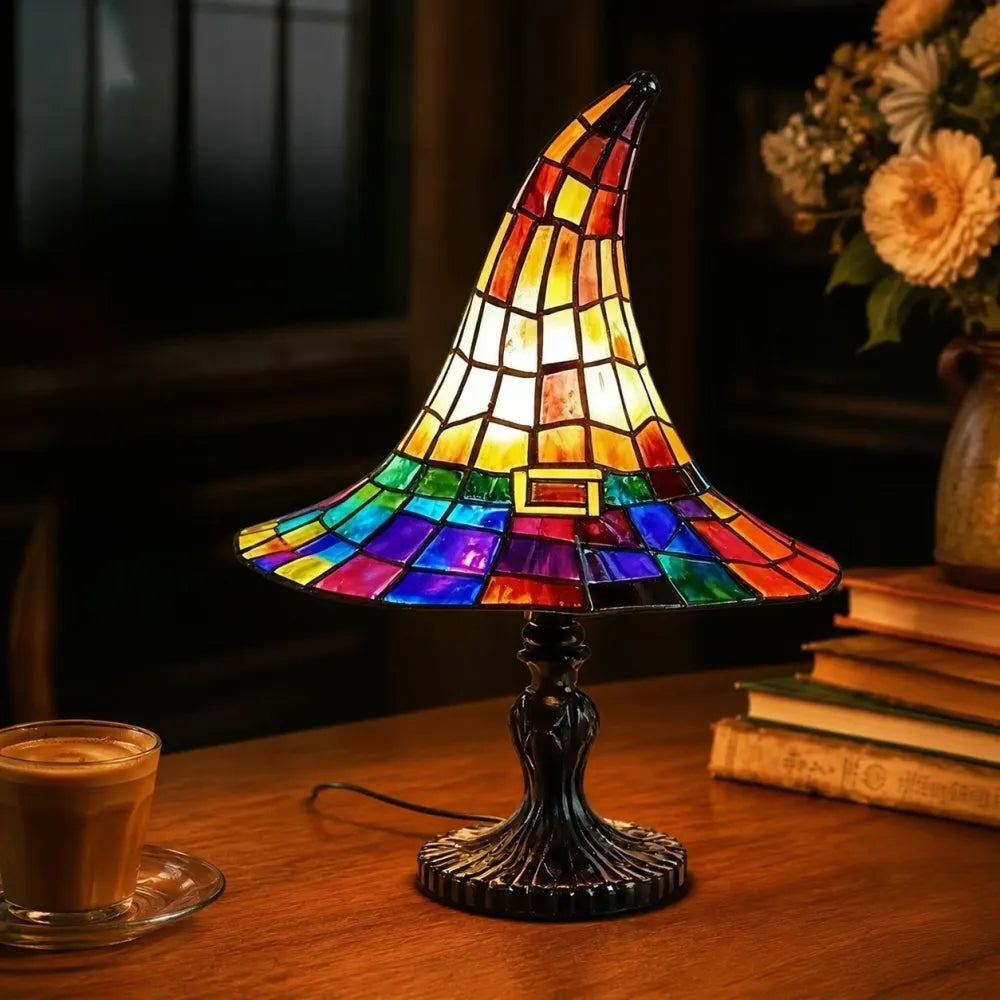 Halloween Witch Hat Lamps Resin Decorative USB Plug Light Ornament