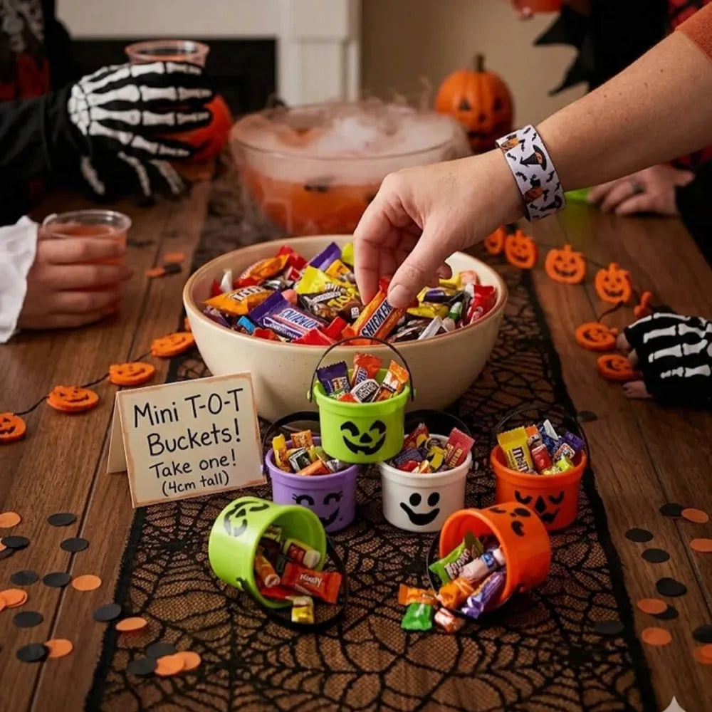 2pcs Halloween Pumpkin Mini Buckets Candy Party Decor