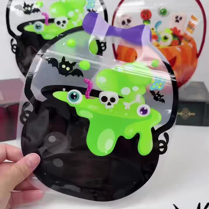 Halloween Party Favor Bags - Pumpkin & Witch Cauldron Candy Bags
