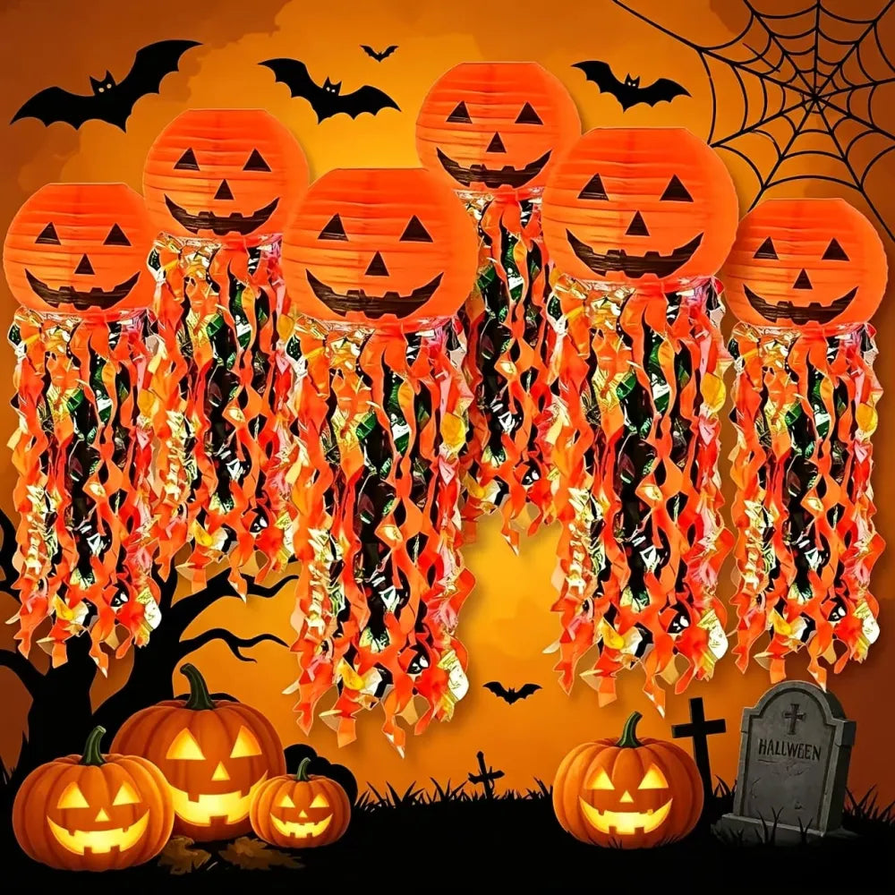 2pcs Halloween Rainbow Pumpkin Lantern Store Hanging Decorative Light（25 * 23CM）