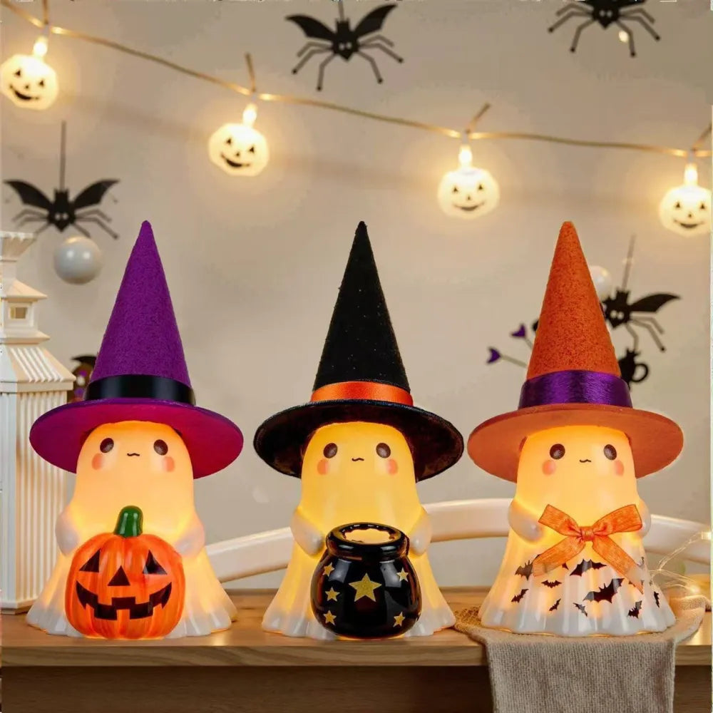 Halloween Cute Little Ghost Glowing Resin Ornament Decoration