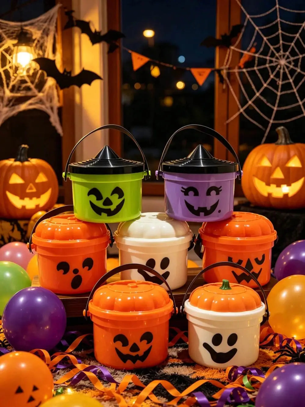 2pcs Halloween Pumpkin Mini Buckets Candy Party Decor