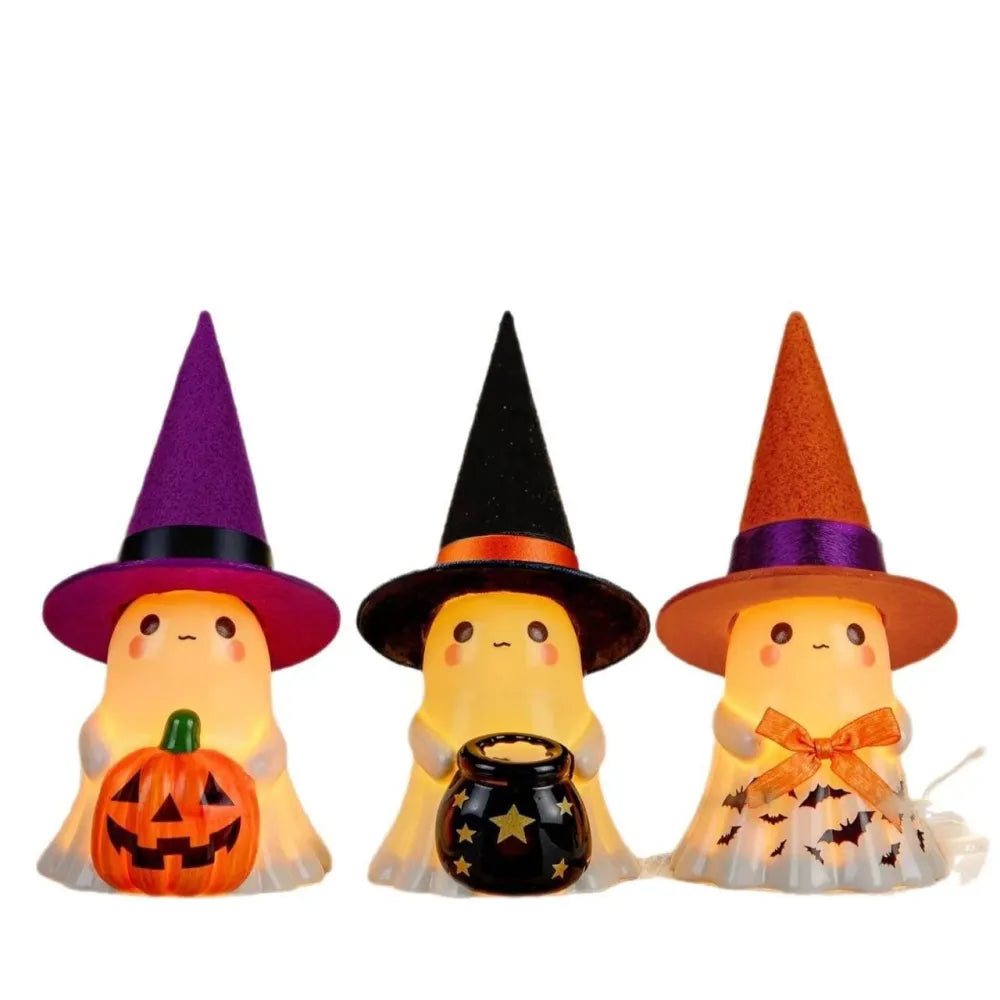 Halloween Cute Little Ghost Glowing Resin Ornament Decoration
