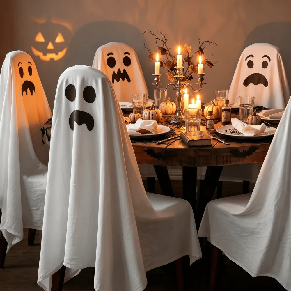2Pcs Halloween Full-coverage Dust Cover For Dining Chairs