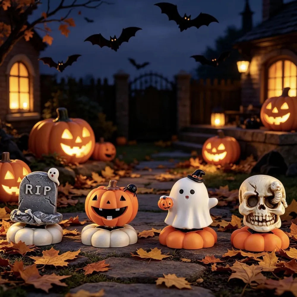 Halloween Ghost Pumpkin Skull Spinning Desktop Resin Ornament