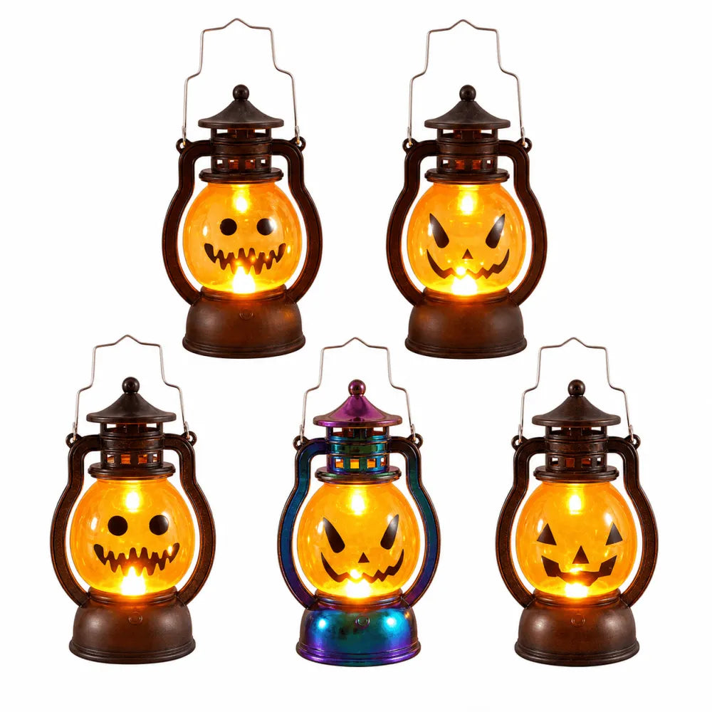 Halloween Pumpkin Lantern Ornaments Portable Night Lights （7.5*7.5*12.5cm）