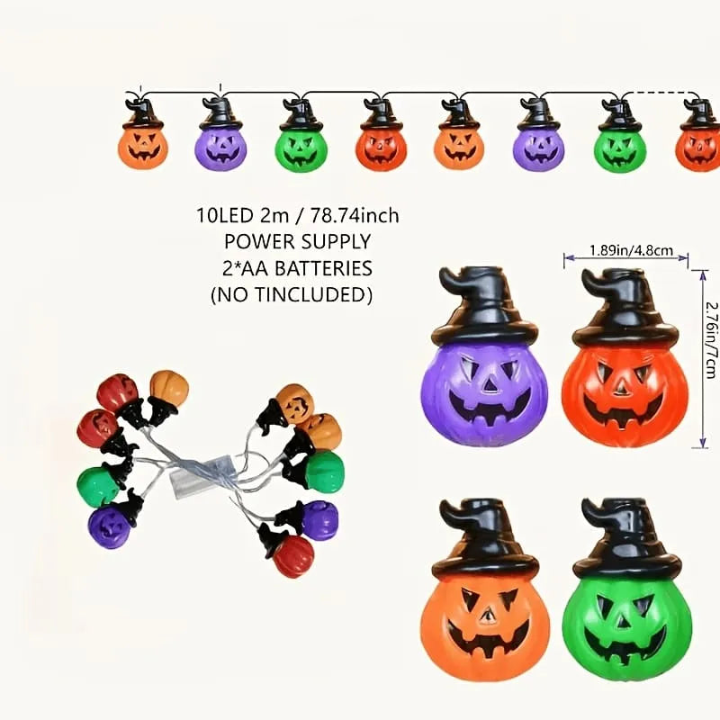 Halloween Four-color Pumpkin LED Ambient Decorative String Lights