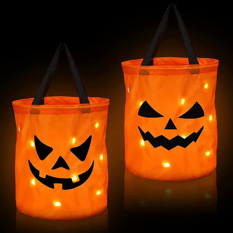 2pcs Halloween Candy Bags Led Light-up Gift Bags