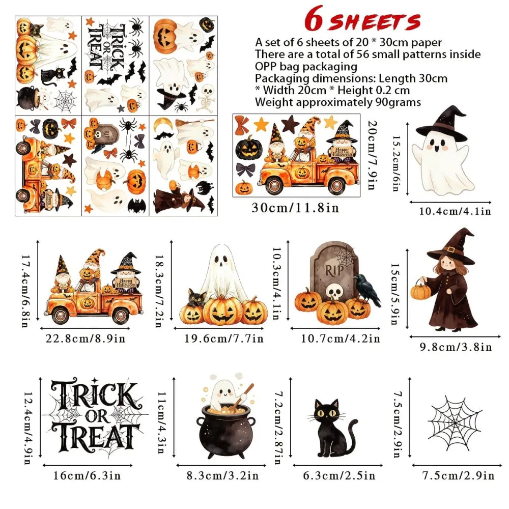 12Pcs Halloween Pumpkin Ghost Static Window Sticker Party Decoration（20 * 30CM）