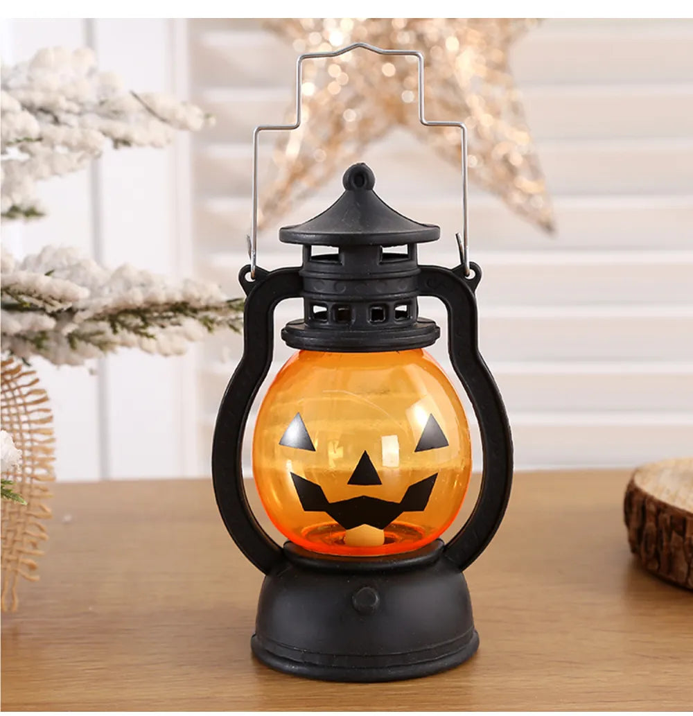 Halloween Pumpkin Lantern Ornaments Portable Night Lights （7.5*7.5*12.5cm）