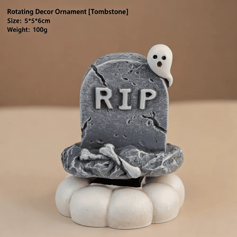 Halloween Ghost Pumpkin Skull Spinning Desktop Resin Ornament