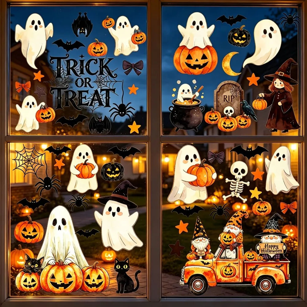 12Pcs Halloween Pumpkin Ghost Static Window Sticker Party Decoration（20 * 30CM）