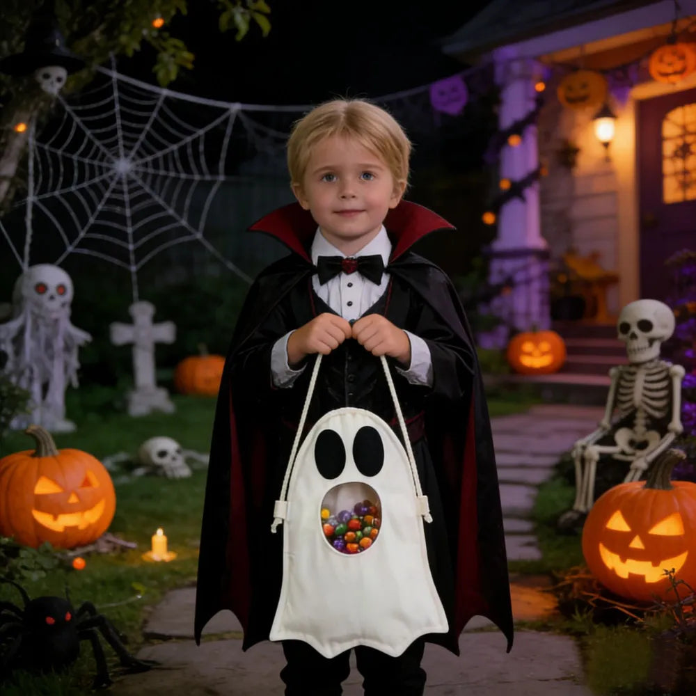 2026 Halloween Kids' Ghost Candy Scavenger Bag