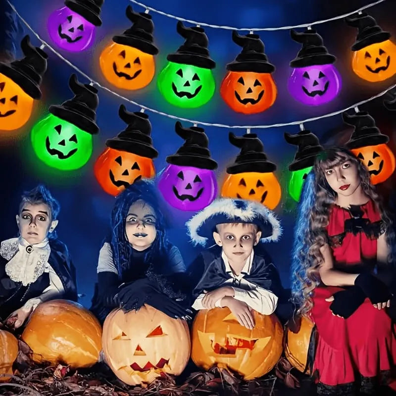 Halloween Four-color Pumpkin LED Ambient Decorative String Lights