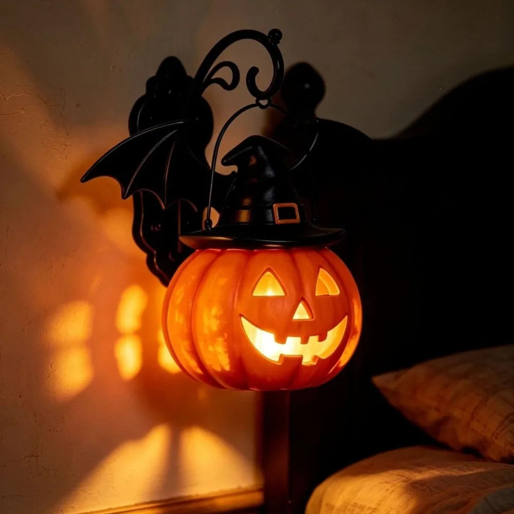 Halloween Bat Hat Pumpkin Wall Lamp Decoration
