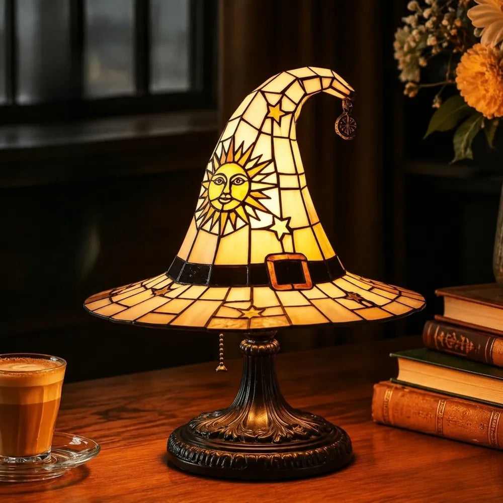 Halloween Witch Hat Lamps Resin Decorative USB Plug Light Ornament