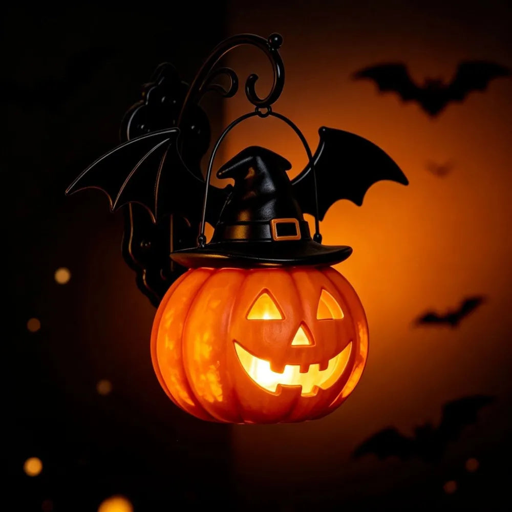 Halloween Bat Hat Pumpkin Wall Lamp Decoration