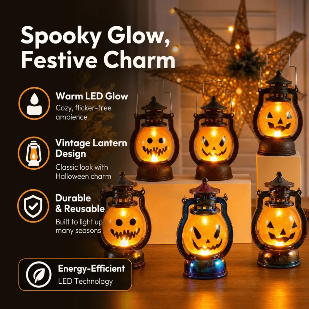Halloween Pumpkin Lantern Ornaments Portable Night Lights （7.5*7.5*12.5cm）