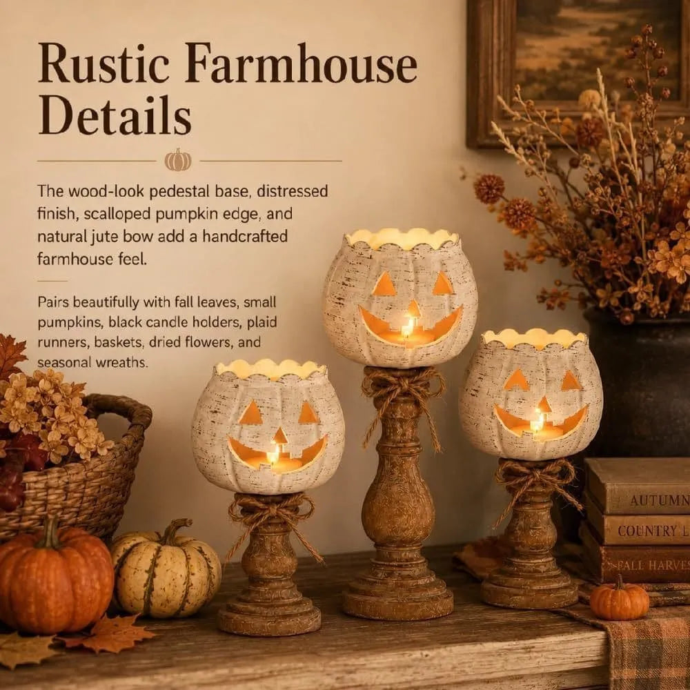 Halloween Home Decor Pumpkin Lantern Candlestick Ornament
