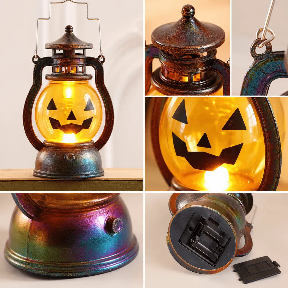 Halloween Pumpkin Lantern Ornaments Portable Night Lights （7.5*7.5*12.5cm）