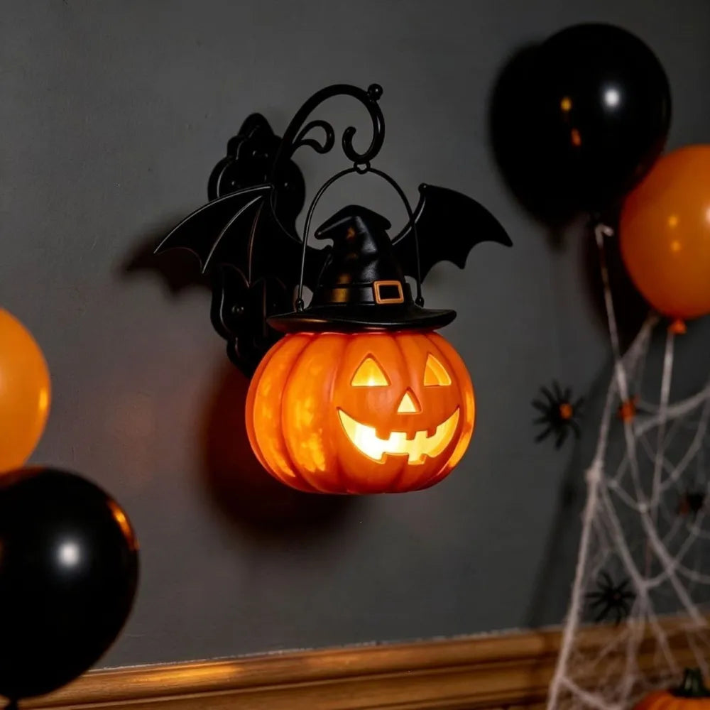 Halloween Bat Hat Pumpkin Wall Lamp Decoration