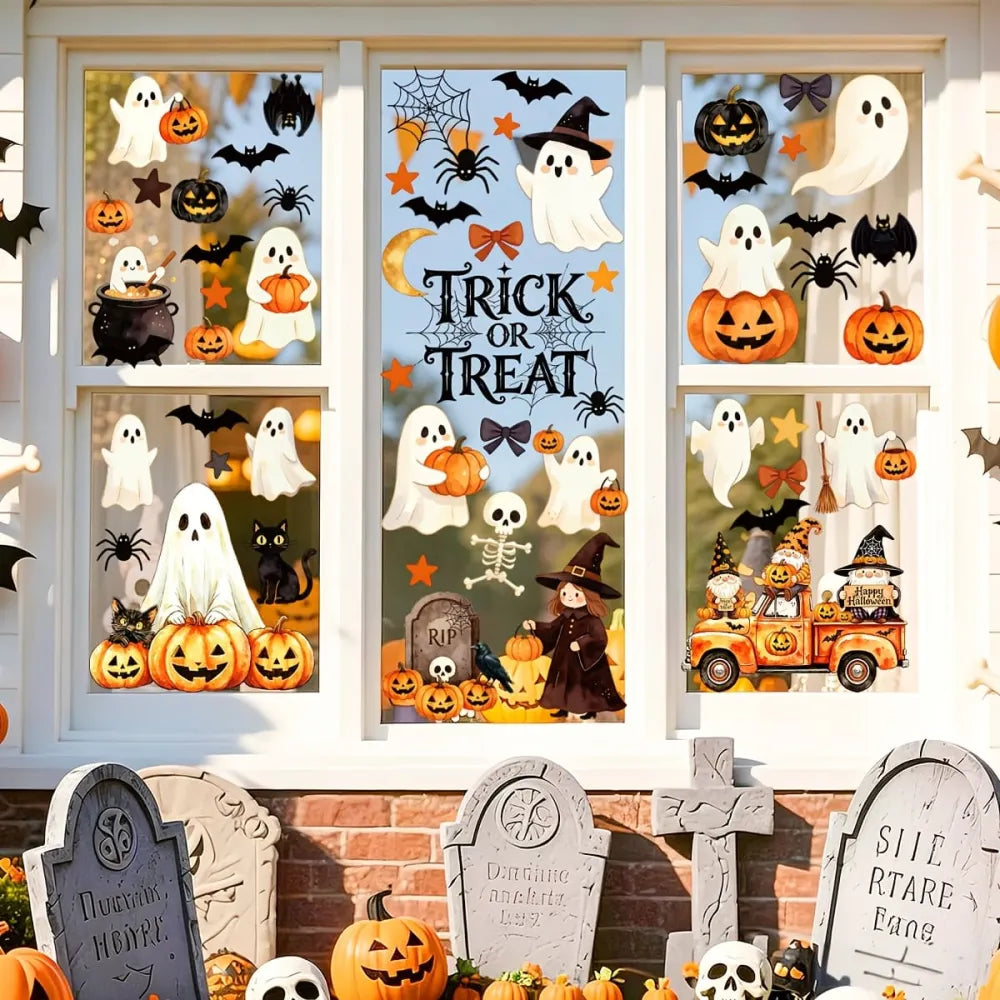 12Pcs Halloween Pumpkin Ghost Static Window Sticker Party Decoration（20 * 30CM）